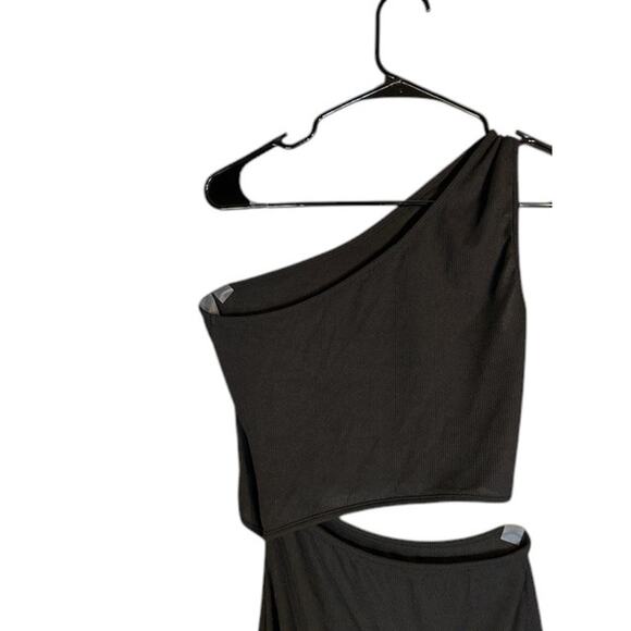 Pretty Garden Black One Arm Cut Out Fitted Bodycon Dress Woman Sz S - Picture 6 of 8